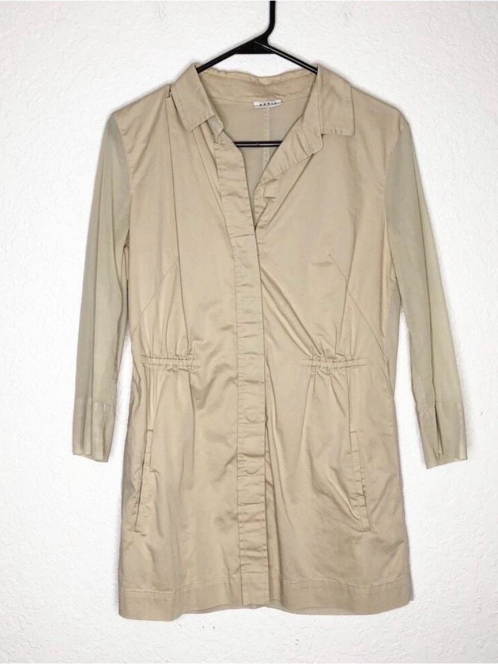 Akris Punto tan sheer sleeve button front jacket